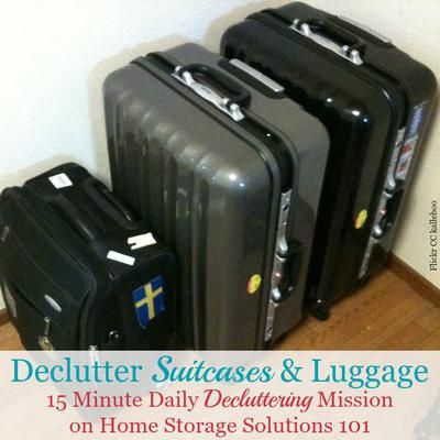 How To Declutter Luggage, Suitcases & Bags Attic Storage Solutions, Spring Cleaning Checklist Printable, Decluttering Checklist, Decluttering Inspiration, Suitcase Storage, Garage Storage Solutions, Suitcase Organization, Household Management, How To Declutter