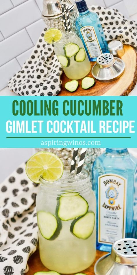 Cucumber Cocktail Recipes, Cucumber Cocktails, Lime Cocktail Recipes, Cucumber Gin Cocktail, Cucumber Gimlet, Recipe Cucumber, Gimlet Cocktail, Cucumber Drink, Cucumber Cocktail