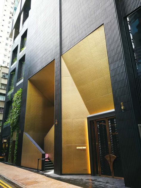 Image 2 of 5 of 1 Sai Yuen Lane ,Sai Ying Pun ,New World ,HongKong | BWT METAL | Hotel Entrance Design, Building Cladding, Decorative Metal Screen, Shop Facade, Aluminium Cladding, Metal Facade, Building Entrance, Facade Architecture Design, Modern Entrance