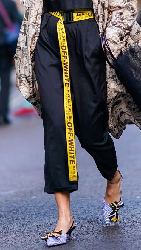 This Is Every Way You Could Possibly Wear the Off-White Belt Off White Utility Belt Outfit, Off White Accessories, Off White Belt Outfit, Off White Outfit, Off White Industrial Belt, White Belts, Off White Brand, Off White Virgil, Off White Belt