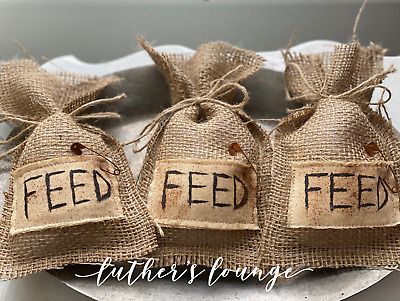 New Primitive Bowl Fillers Burlap Farm Feed Bags Country Rustic Farmhouse Decor | eBay Burlap Crafts Rustic, Diy Bowl Fillers, Primitive Bowl Fillers, Decorative Bowl Filler, Burlap Mason Jars, Western Crafts, Farmhouse Crafts, Feed Bags, Rustic Crafts