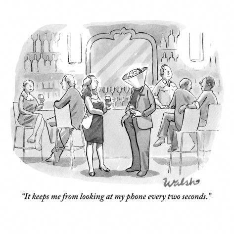 "It keeps me from looking at my phone every two seconds." - The New Yorker Marriage Cartoon, Work Cartoons, New Year Cartoon, Dan Reynolds, Irish Language, New Yorker Cartoons, Cartoon Posters, Pewdiepie, Life Humor