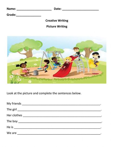 Picture Writing For Grade 1, Easy Picture Description For Kids, Picture Composition For Kids, Picture Description Worksheets Grade 1, Picture Description Worksheets, Creative Writing Pictures, Picture Story Writing, Creative Writing Topics, Creative Writing Worksheets