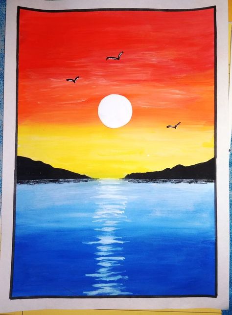 Pin by Melissa Rodriguez Soriano on Actividades para niños in 2022 | Sunset canvas painting, Painting art lesson, Art painting gallery Sunset Drawing Easy, Sunset Art Painting, Sunset Painting Easy, Sunrise Drawing, Drawing Sunset, معرض فني, Sunset Canvas Painting, Oil Pastel Drawings Easy, Easy Landscape Paintings