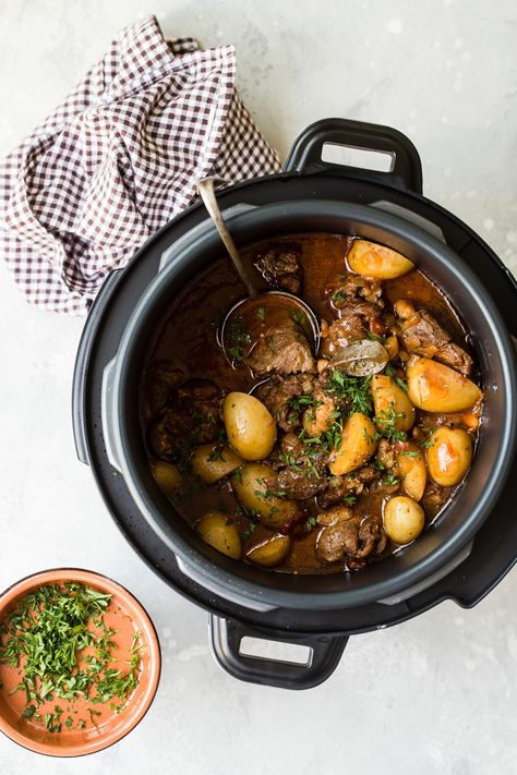 A delicious comfort food lamb casserole with tomatoes, spices, and tender baby potatoes! This is a recipe for a chilly night and can be cooked in one hour in your pressure cooker! #pressurecooker #lamb #instantpot #easyrecipes #comfortfood #casseroles #foodnessgracious Casserole With Tomatoes, Pressure Cooker Lamb, Lamb Casserole, Baby Potato Recipes, Comfort Dinner, Night Recipes, Multi Cooker, Lamb Dishes, Healthy School