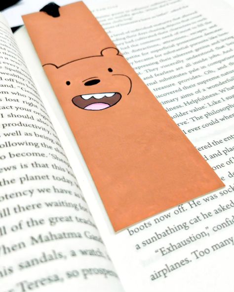 Book Mark Aesthetic, Bookmarks Handmade Aesthetic, Easy Bookmark Ideas, Bare Bears Aesthetic, We Bare Bears Aesthetic, Cartoon Bookmarks, Bookmarks For Men, Easy Bookmarks, Bear Bookmark