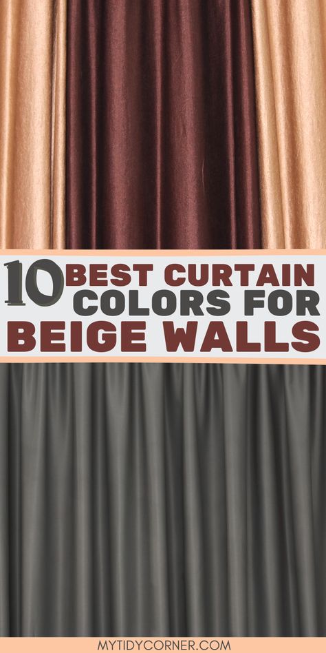 beige wall curtain ideas Curtain Colour Ideas For White Walls, Curtain Ideas With Brown Furniture, Brown Wall Curtain Ideas, Beige Walls Curtain Ideas, Beige Room Curtain Ideas, Curtains On Beige Walls, Curtains For Taupe Walls, Curtains For Tan Walls, Bedroom Curtain Color Ideas