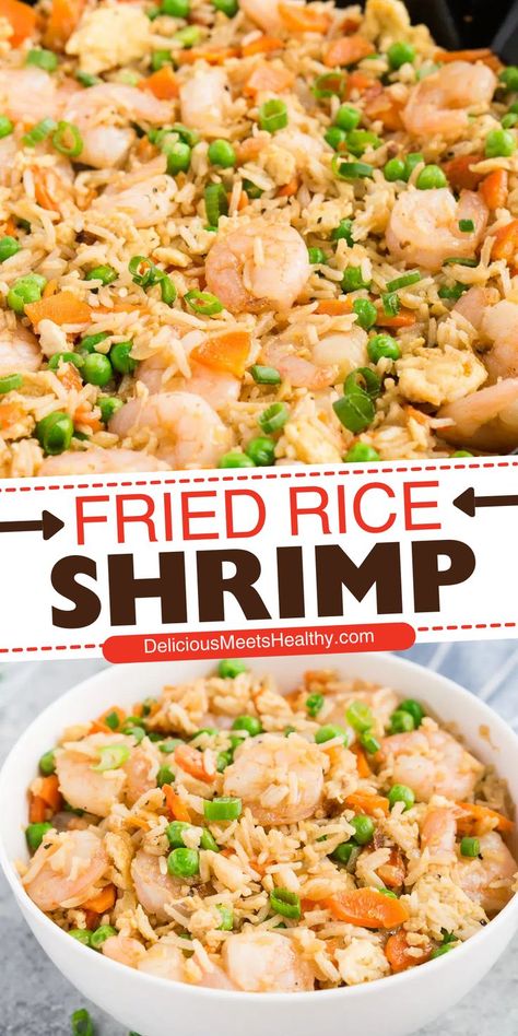 Looking for a quick and healthy dinner? This shrimp fried rice recipe is ready in just 30 minutes! It's packed with flavor and perfect for busy weeknights. Rice And Shrimp Recipes Healthy, Cheap Shrimp Recipes, Cheap And Healthy Dinner Ideas, Healthy Shrimp Fried Rice, Shrimp Rice Recipe, Pineapple Shrimp Fried Rice, Seafood Cravings, Seafood Fried Rice, Takeout Recipes