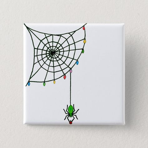 Christmas Spider Web Lights Goth Holiday Button, Adult Unisex, Size: 2 Inch, Dark Green / Ivory Spider Web Lights, Goth Holiday, Light Goth, Holiday Image, Scary Christmas, Cute And Creepy, Black White Christmas, Christmas Spider, Parents Christmas