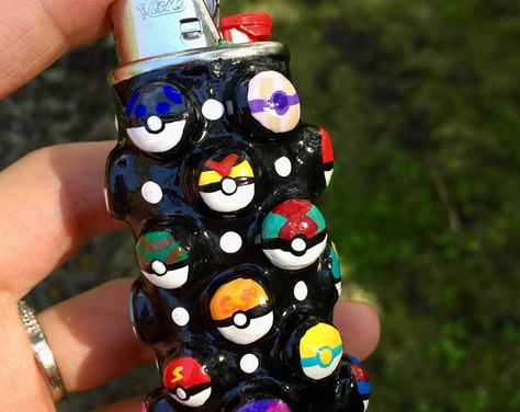 Clay Lighter, Lighter Sleeve, Pikachu Pokeball, Lighter Art, Clay Cross, Custom Lighters, Metal Lighter, Magic Herbs, Clay Diy Projects