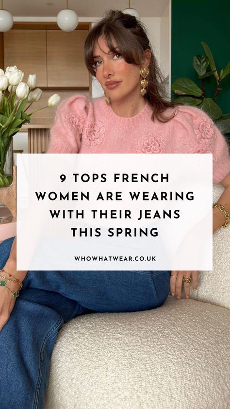 Looking for some fresh new tops to wear with your jeans this spring? We're turning to our favorite French fashion muses to get us inspired. French Women Hair, French Fashion Spring, French Spring Outfits, Women's Spring Outfits, White Blouse Designs, Spring Weekend Outfit, French Outfits, Simple Spring Outfits, Jeans Outfit Spring