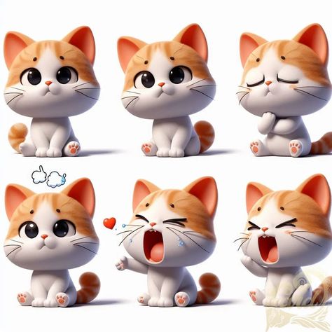 https://card9.com/ai/6-different-emotions-3d-cat Cute Cat Character, Characters Sheet, Character Emotions, Cute 3d Cat, 3d Cats, Cat Mascot, Cat 3d, Simple Character, Friend Birthday Quotes