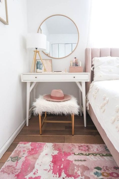 This dreamy bedroom nook is also a clever solution for small spaces - The Washington Post Bedroom Nook, Dekorasi Kamar Tidur, Mirror On The Wall, Preppy Room, Redecorate Bedroom, Dreamy Bedrooms, Room Makeover Bedroom, Room Inspiration Bedroom, Room Ideas Bedroom