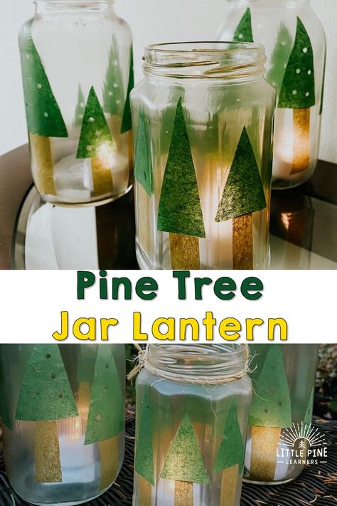 Christmas Jar Lanterns, Mason Jar Lanterns For Kids, Mini Mason Jar Ideas Christmas Gifts, Lantern Kids Craft, Diy Lanterns For Kids, Lantern Crafts For Kids, Mason Jar Lantern, Lantern Crafts, Tree Lanterns