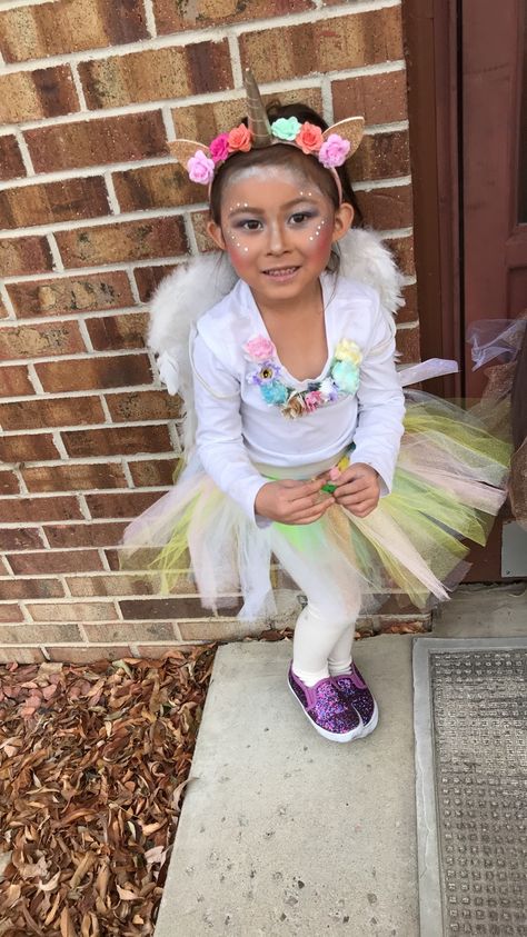 Toddler girl sparkly Unicorn makeup Unicorn Costume Toddler Girl, Toddler Fairy Makeup, Fairy Makeup Halloween Kids, Toddler Unicorn Makeup, Unicorn Costume Makeup Kids, Kids Unicorn Makeup Halloween, Unicorn Makeup Kids Easy, Fairy Makeup Kids, Kids Unicorn Makeup