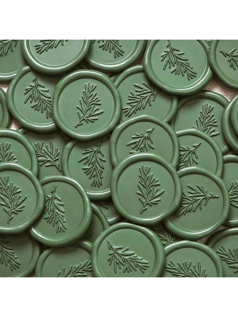 30/50 Pcs Rosemary Pattern Self-Adhesive Wax Seal Stickers For Gifts Wedding Invitation Envelope SealingI discovered amazing products on SHEIN.com, come check them out! Christmas Rosemary, Rosemary Wedding, Green Stickers, Wax Seal Stickers, Wedding Invitation Envelope, Sealing Wax Sticks, Stickers Wedding, Wax Art, Christmas Envelopes