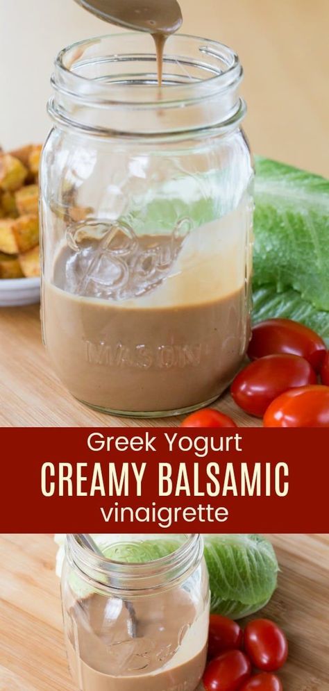 Greek Yogurt Dressing Recipes, Greek Yogurt Salad Dressing, Creamy Balsamic Vinaigrette, Healthy Dressing Recipes, Balsamic Dressing Recipe, Creamy Balsamic Dressing, Balsamic Vinaigrette Salad, Greek Yogurt Dressing, Homemade Greek Yogurt