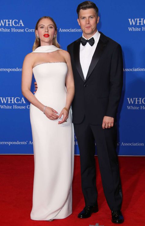 All the Celebrities Arriving at the 2024 White House Correspondents' Association Dinner Colin Jost, White House Correspondents Dinner, Rachel Brosnahan, Lynda Carter, Red Corset, Custom Gown, Column Gown, Looking Dapper, People Magazine