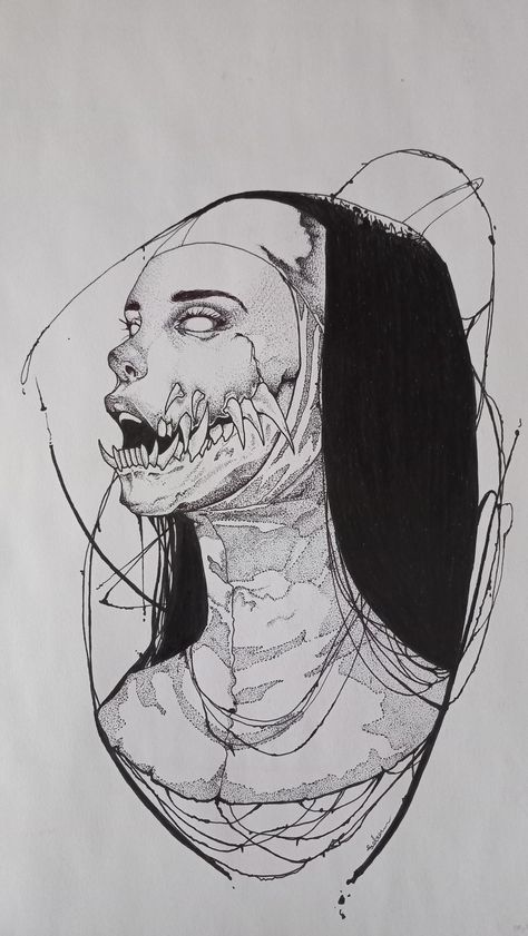 Surreal drawing Body Horror Drawing Reference, Horror Drawing Reference, Body Horror Drawing, Vampire Sketch, Uncanny Art, Open Mouth Drawing, Surreal Drawing, Body Horror, Horror Drawing