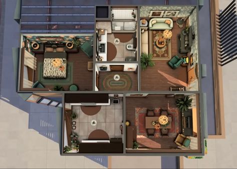 1010 Alto Apartments Sims 4 Layout, Alto Apartments Sims 4, 1010 Alto Apartments Sims 4, Brooklyn Style Apartment, The Sims 4 Apartment, Sims 4 Apartment, Modern Apartment Building, Sims 4 Houses Layout, Eclectic Apartment