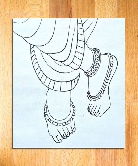 Skecting Ideas Pencil Easy Step By Step, Krishna Foot Painting, Krishna Legs Painting, Simple God Drawings, Krishna Foot Images, Krishna Feet Drawing, Drawing Of God Krishna, Krishna Feet Painting, Lord Krishna Sketch Pencil Easy