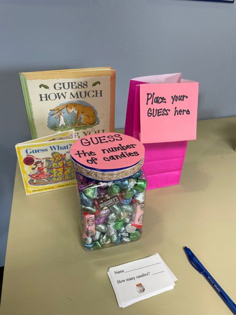 Guess The Sweets In The Jar, Back To School Guessing Jar, Baby Shower Candy Jar Guessing Game, How Many In A Jar Game, Guess How Much Candy Is In The Jar, How Many In The Jar Game, Library Guessing Games, Candy Guessing Game Jars, Guess The Number Of Candies In The Jar