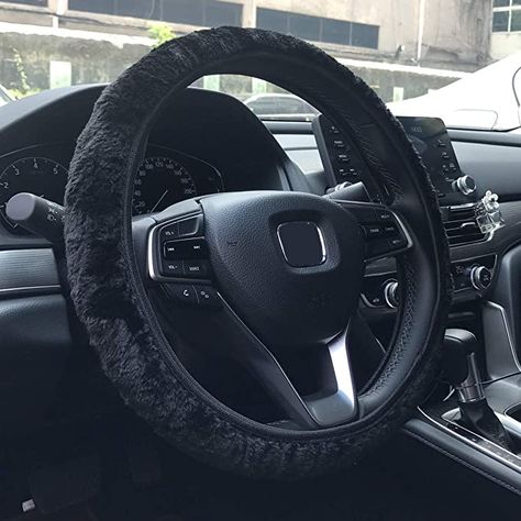 KAFEEK Elastic Long Microfiber Plush Steering Wheel Cover for Winter Warm , Universal 15 inch, Anti-Slip, Odorless, Black, Steering Covers - Amazon Canada Fuzzy Steering Wheel Cover, Car Wheel Cover, Car Deco, Car Essentials, Wheel Lock, Steering Wheels, Car Steering Wheel Cover, Black Wheels, Car Interior Decor