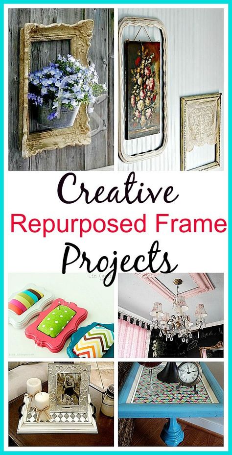 10 Creative Repurposed Picture Frame Projects. Awsome home decor projects using old picture frames! #diyhomedecor #upcycle #repurposed #diy Repurposed Picture Frame Ideas, Picture Frame Ideas, Picture Frame Projects, Frame Projects, Picture Frame Crafts, Nails Chrome, Old Picture Frames, Frame Ideas, Diy Picture Frames