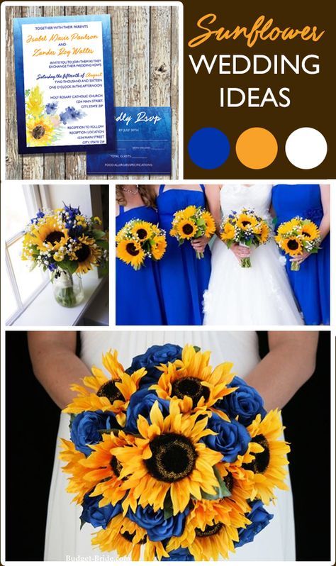 Sunflower Wedding Ideas, Sunflower Wedding Decorations, Sunflower Themed Wedding, Sunflower Colors, Sunflower Wedding Invitations, Summer Wedding Invitations, Royal Blue Wedding, Plan My Wedding, Theme Color