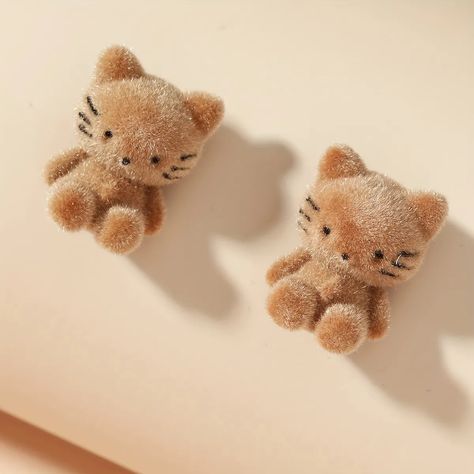 Cute Brown Cat Design Stud Earrings Retro Leisure Style Adorable Gift For Women Girls Daily Casual Accessories - Jewelry & Accessories - Temu New Zealand Cute Brown Cat, Teen Earrings, Cute Cat Design, Teen Jewelry, Brown Cat, Festival Accessories, Cat Plush, Casual Accessories, Design Earrings