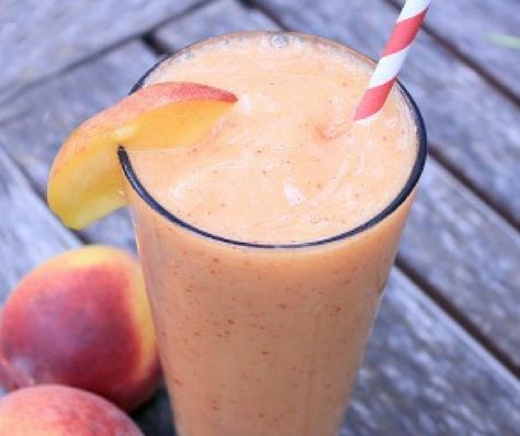 This is the perfect refreshing drink to have on a warm summer's eve. The blend of peaches and lemonade....your taste buds will dance! Lemonade Slush, Wine Slush, Slushy Drinks, Fresh Peach Cobbler, Slush Recipes, Adult Beverages Recipes, Frozen Peaches, Peach Wine, Peach Drinks