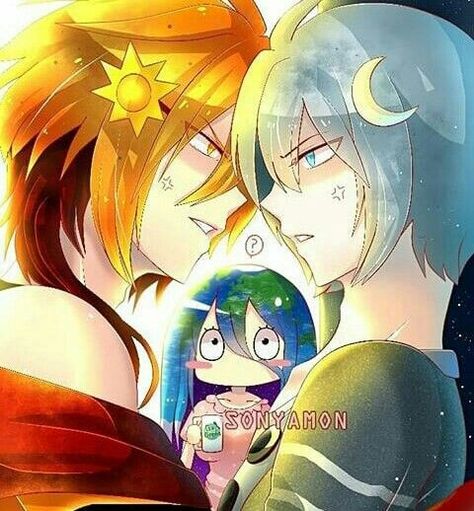 Earth Chan  Sun kun vs Moon kun Earth Chan, Space Anime, Karakter Minecraft, Illustration Manga, Anime Vs Cartoon, Anime Galaxy, Cartoon As Anime, Anime Version, 만화 캐릭터