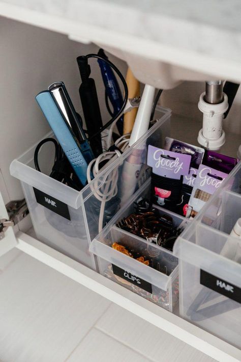 how to store hair tools bathroom organization #BathroomStorage Bathroom Organization Ideas Hair Tools, Bathroom Hair Organization, Hair Care Organization Bathroom, Storing Hair Tools, How To Store Hair Tools, How To Organize Hair Tools, Hair Storage Ideas Organizing, Hair Stuff Organization, Hair Tool Organization