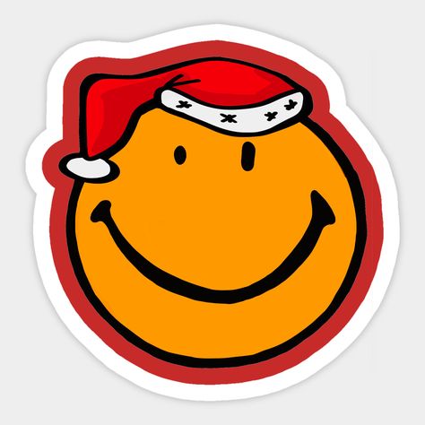 Retro vintage Xmas Smiley -- Choose from our vast selection of stickers to match with your favorite design to make the perfect customized sticker/decal. Perfect to put on water bottles, laptops, hard hats, and car windows. Everything from favorite TV show stickers to funny stickers. For men, women, boys, and girls. Christmas Smiley Face, Smiley Face Sticker, Vintage Xmas, Face Stickers, Happy Christmas, Smiley Face, Car Window, Hard Hats, Car Windows