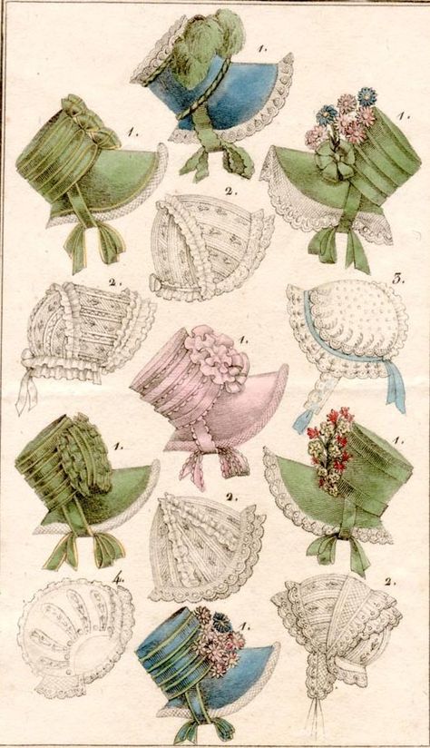 Trimming Regency Bonnets  Links to other interesting historical dress items Poke Bonnet, Historical Hats, Regency Era Fashion, Affordable Shoes, Regency Fashion, Period Outfit, Regency Era, Doll Hat, Retro Mode