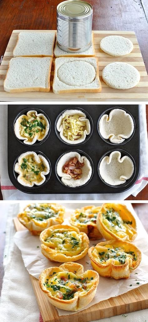 #3. Quiche Toast Cups (Looks so fun to make!) -- 30 Super Fun Breakfast Ideas Worth Waking Up For Fun Breakfast Ideas, Toast Cups, Fun Breakfast, Makanan Diet, Easy Meals For Kids, 300 Calories, Läcker Mat, حلويات صحية, Food Humor