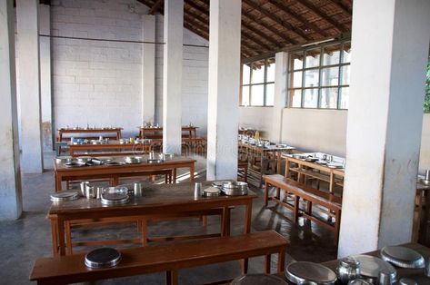 Orphanage mess hall. Empty mess hall in an indian orphanage #Sponsored , #paid, #AD, #mess, #orphanage, #indian, #Orphanage Modern Orphanage, Orphanage Interior, Orphanage Bedroom, Orphanage Aesthetic, Orphanage Ideas, Orphanage Design, Orphanage Home, Mess Hall, Dormitory Room