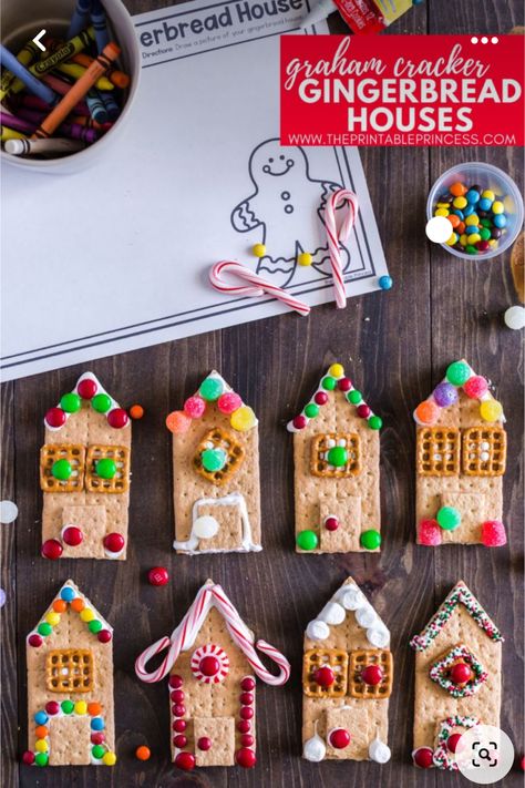 Individual Gingerbread Houses, Flat Gingerbread House Ideas, Christmas Desserts To Make With Kids, December After School Activities, Alternative To Gingerbread House, Winter Cricut Crafts, Gingerbread Games For Kids, Gingerbread Classroom Transformation, Holiday Activities For Preschoolers