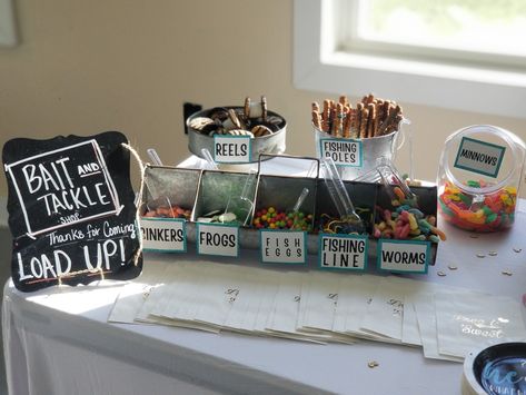 Gender Fishing Reveal Ideas, Fish Gender Reveal Centerpiece, Fish Gender Reveal Ideas For Party, Fish He Or Fish She Gender Reveal Cookies, Ice Fishing Gender Reveal, Bows Or Bobbers, Bait Bar Fishing Party Ideas, Baits Or Bows Gender Reveal Decorations, Bobber Or Bows Gender Reveal