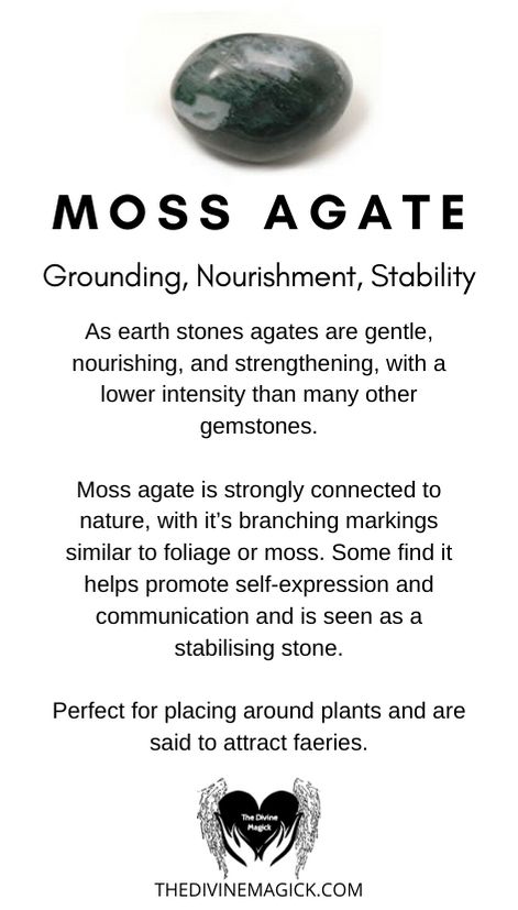 Moss Agate (Grounding, Nourishment, Stability) Moss Agate Crystal Meaning, Moss Agate Meaning, Agate Crystal Meaning, Crystal Identification, Best Healing Crystals, Crystal Healing Chart, Agate Meaning, Moss Agate Crystal, Tattoos Outdoors