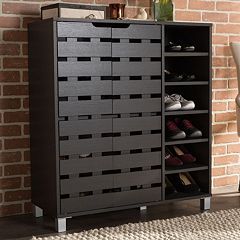 Baxton Studio Shirley Shoe Cabinet More Shelves Entryway, Farmhouse Storage Cabinets, Modern Shoe Rack, Closet Shoe Storage, Modern Storage Cabinet, Shelf Organizer, Door Shelves, Modern Shoes, Rack Design