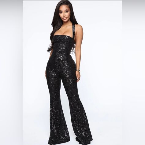 Right On Shine Sequin Jumpsuit Size- L Nwt Brand New Never Worn!! 18th Party, Stage Style, Black Sequin Jumpsuit, Glitter Jumpsuit, Sparkly Jumpsuit, Fashion Nova Jumpsuit, Black Ball Gown, Sequin Jumpsuit, Jumpsuit Outfit