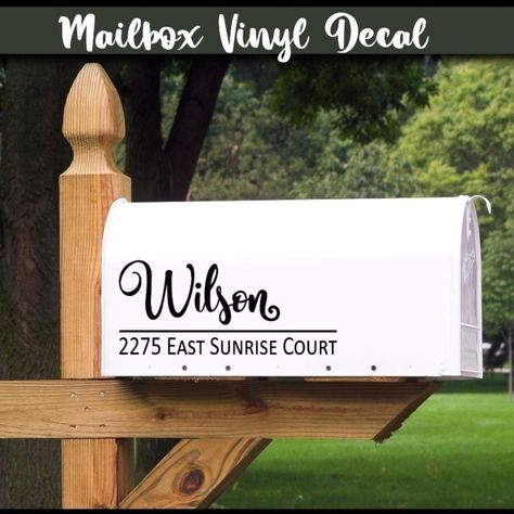 Perfect For Hoa Gifts, House Warming Gifts Or Even Just For Yourself To Spruce Up Your Curb Appeal Spruce Up That Plain Mailbox With A Personalized Vinyl Name And Address Decal Made To Order Just For You! There Is No Background Only The Graphic And/Or Text. The Background Is The Surface The Decal Is Applied To. Decal Dimensions: To Fit 10.5 In. Wide X 5 In. Tall Depending On Name And Address Length. Key Features: -Waterproof Vinyl -Transfer Paper Included -Hand Finished Address Decals, Personalized Mailbox, Mailbox Decals, Circuit Ideas, Vinyl Transfer, No Background, Cricut Vinyl, Waterproof Vinyl, Transfer Paper