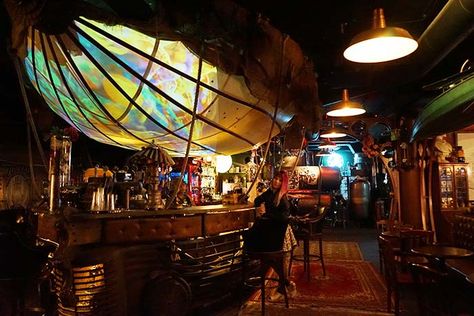 Image result for steampunk event design Industrial Steampunk Interior Design, Steam Punk Bar, Steampunk Bar Ideas, Steampunk Restaurant, Steampunk Cafe, Steampunk Interior Design, Steampunk Room, Coolest Restaurants, Steampunk Bar