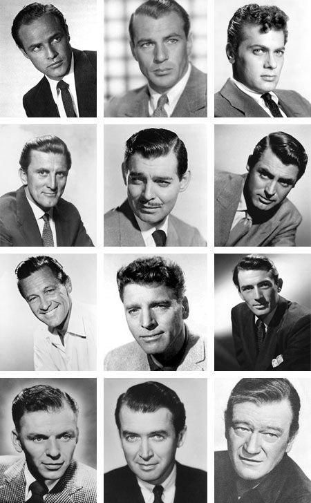 In 1958 newspapers complied a list of the 12 most powerful actors in Hollywood. They were named, the “Golden Dozen”. From L-R: Marlon Brando, Gary Cooper, Tony Curtis, Kirk Douglas, Clark Gable, Ca… Klasik Hollywood, Burt Lancaster, William Holden, Robert Downey Jr., Film Vintage, Charles Bronson, Gregory Peck, Gary Cooper, Kirk Douglas