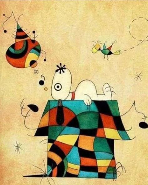 Snoopy in Joan Miró style Woodstock Snoopy, Peanuts Comic Strip, Snoopy Images, Peanuts Cartoon, Snoopy Quotes, Snoopy Pictures, Snoop Dog, Art Parody, Snoopy Love