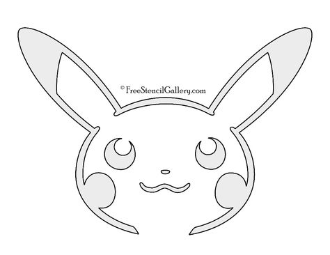 Pokemon - Pikachu Stencil 02 Pikachu Stencil, Pikachu Pumpkin Stencil, Pikachu Pumpkin Carving, Pokemon Pumpkin Stencils, Pokemon Stencils, Pikachu Pumpkin, Pokemon Pumpkin, Pikachu Halloween, Printable Pumpkin Stencils