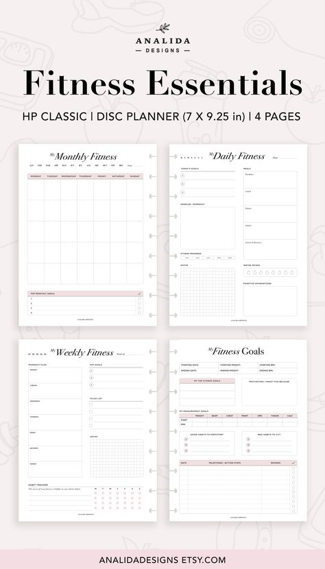 Fitness Essential Planners available in Letter, A4 & A5 sizes. Daily Fitness Tracker, Minimalist Fitness, Workout Journal, To Do Planner, Fitness Planner Printable, Minimalist Planner, Fitness Blender, Workout Log, Printable Workouts