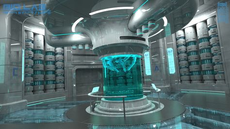 Bio Lab by Cementiet Scifi Lab, Futuristic Laboratory, Spaceship Interior, Sci Fi Environment, Futuristic Interior, Science Lab, Futuristic Technology, Environment Design, Space Station