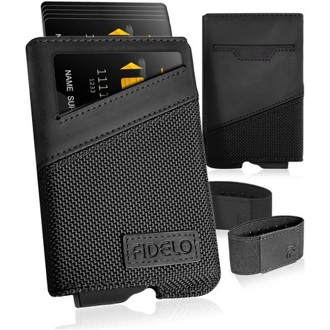 Fidelo's premium card holder is the perfect solution for reducing bulk in your wallet. Crafted with top-grain leather and a user-friendly pull tab design, this wallet can hold up to 10 cards, ID and cash. It also features RFID blocking technology to protect debit & credit cards, passports, etc. Elegantly packaged in a beautiful black designer box, Fidelo's card holder makes a great present for any man. At FIDELO we feel that making the switch to a minimalist wallet is a choice... not only will i Carbon Fiber Wallet, Aluminum Wallet, Mens Wallets, Cash Wallet, Modern Card, Rfid Blocking Wallet, Wallet For Men, Centerpiece Ideas, Pocket Wallet